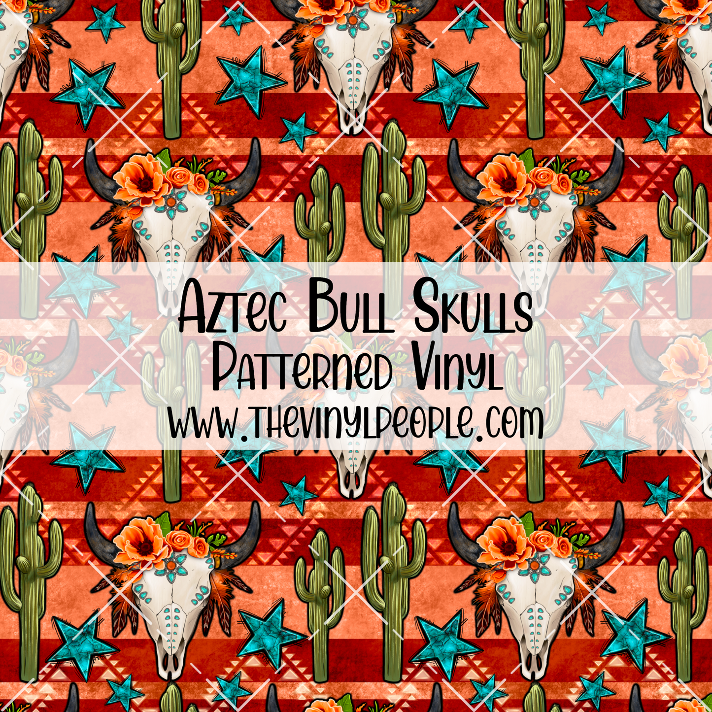 Aztec Bull Skulls Patterned Vinyl