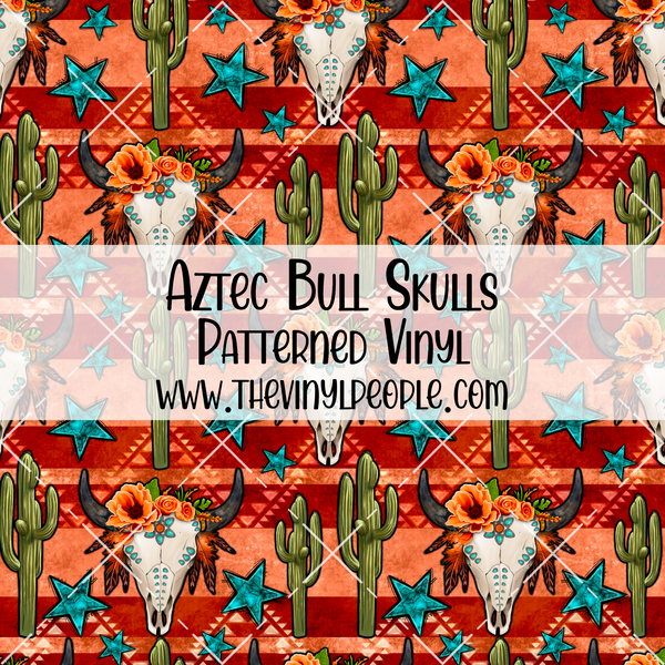Aztec Bull Skulls Patterned Vinyl