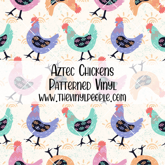 Aztec Chickens Patterned Vinyl