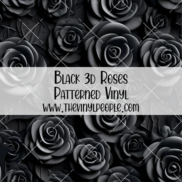 Black 3D Roses Patterned Vinyl