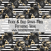 Black & Gold Roses Patterned Vinyl