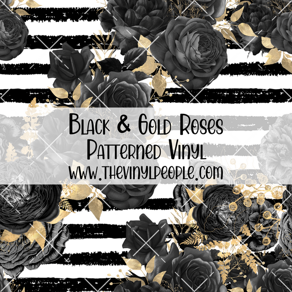 Black & Gold Roses Patterned Vinyl TheVinylPeople