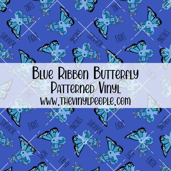 Blue Ribbon Butterfly Patterned Vinyl