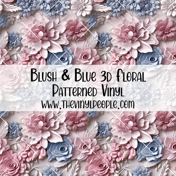 Blush & Blue 3D Floral Patterned Vinyl