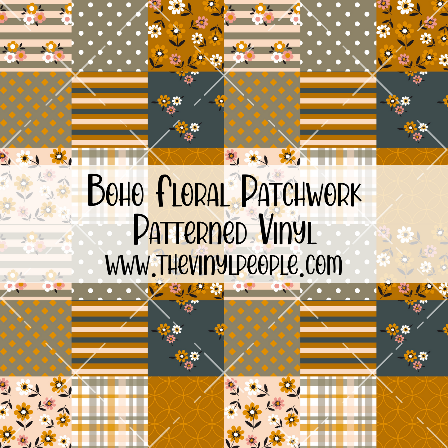 Boho Floral Patchwork Patterned Vinyl