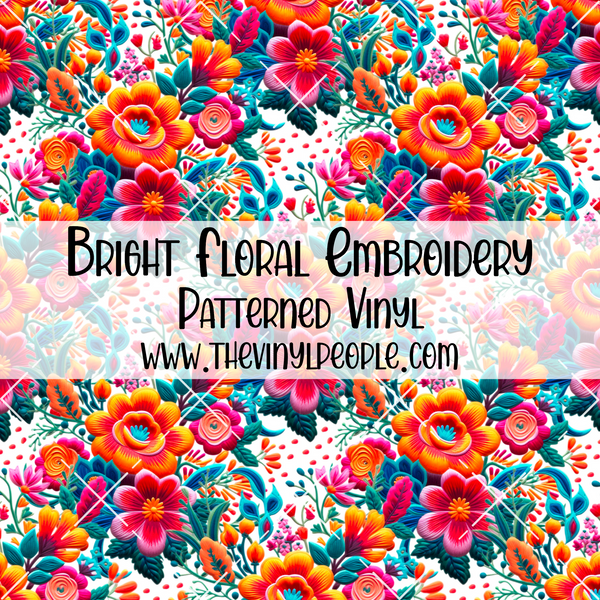 Bright Floral Embroidery Patterned Vinyl