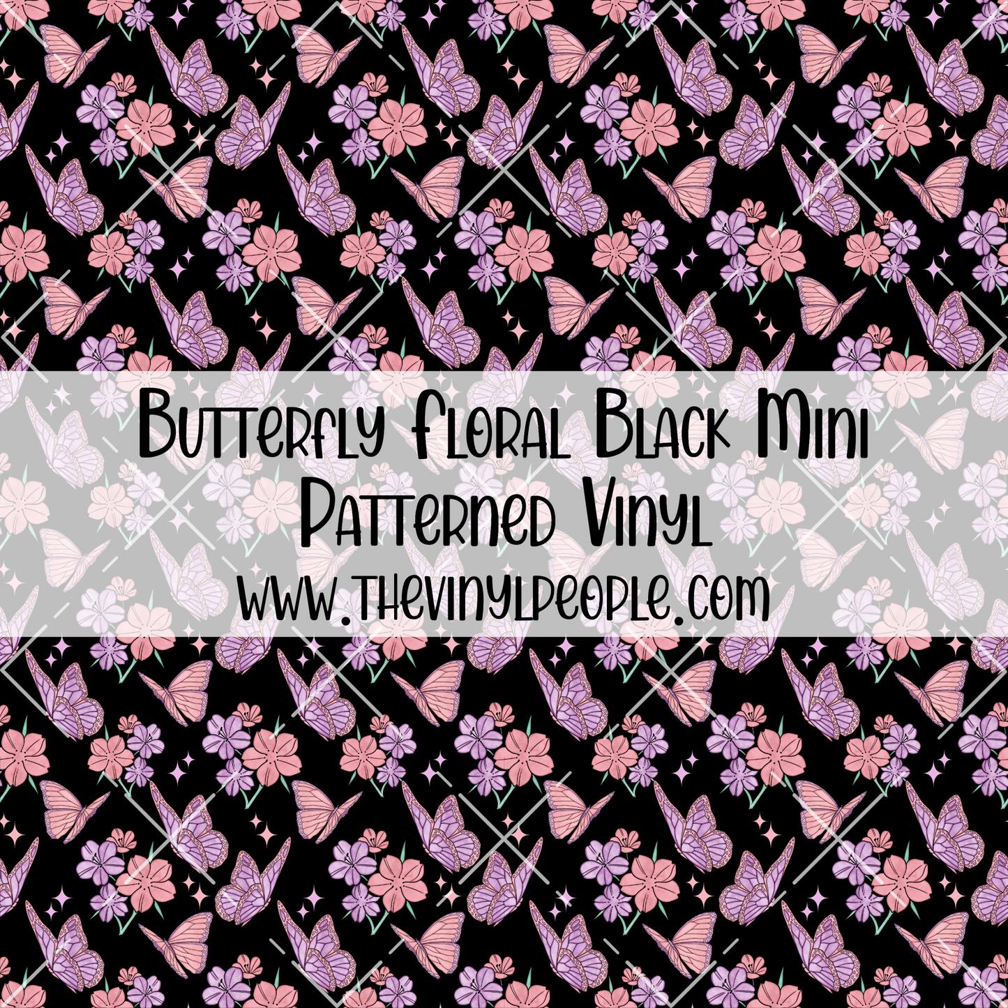 Butterfly Floral Black Patterned Vinyl