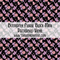 Butterfly Floral Black Patterned Vinyl