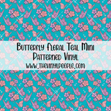 Butterfly Floral Teal Patterned Vinyl