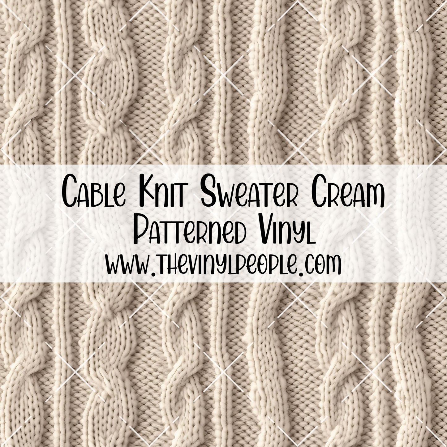 Cable Knit Sweater Cream Patterned Vinyl