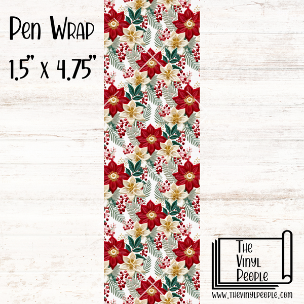 Christmas Floral Embroidery Pen Wrap