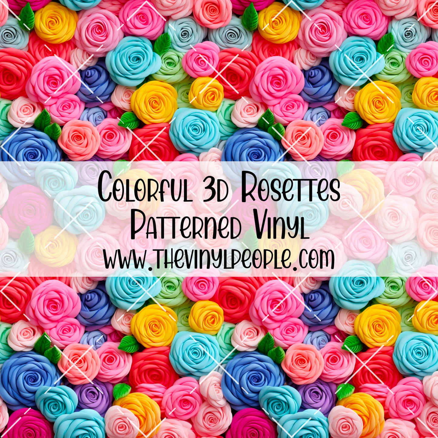 Colorful 3D Rosettes Patterned Vinyl