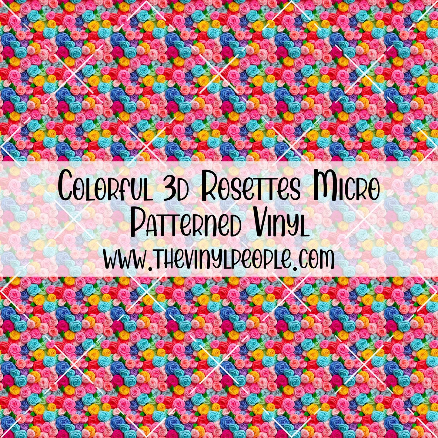 Colorful 3D Rosettes Patterned Vinyl