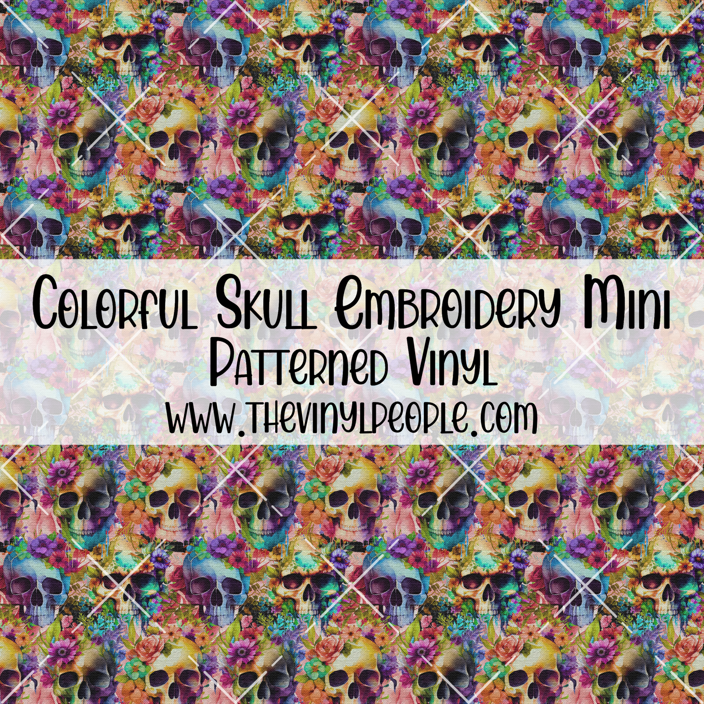 Colorful Skull Embroidery Patterned Vinyl