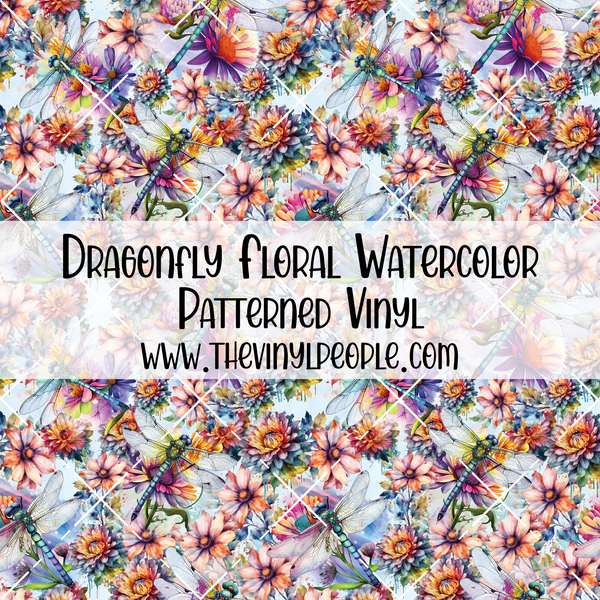 Dragonfly Floral Watercolor Patterned Vinyl