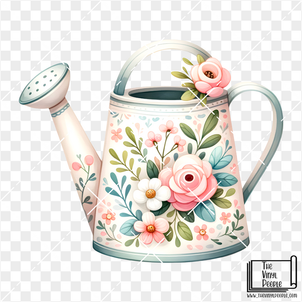 Floral Watering Can Vinyl Decal