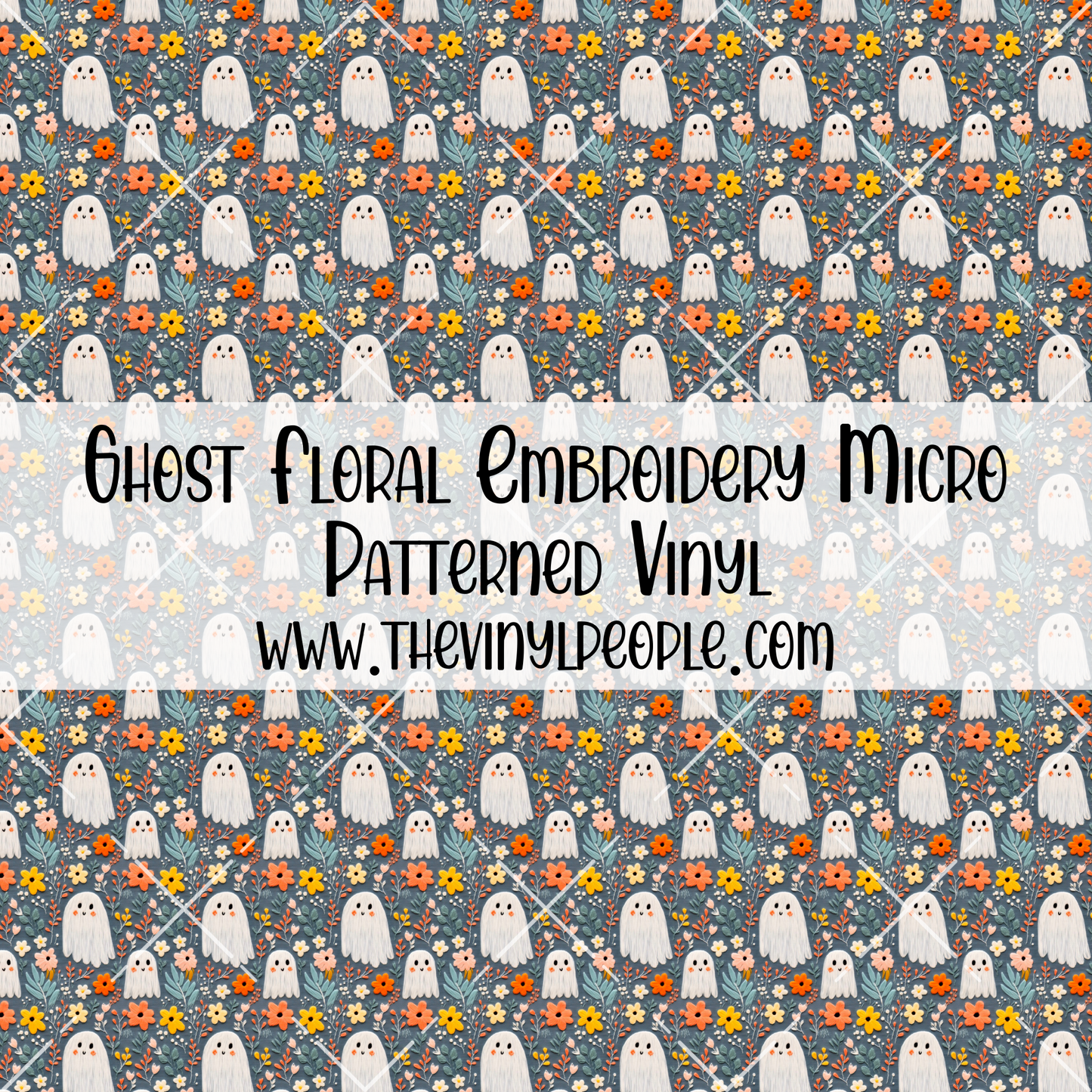 Ghost Floral Embroidery Patterned Vinyl