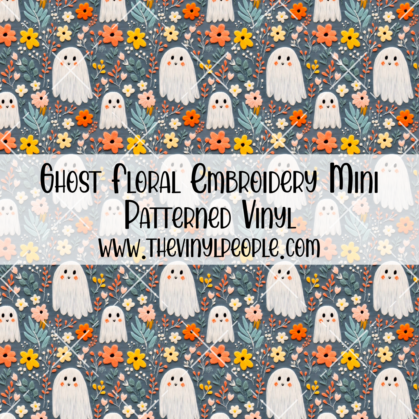 Ghost Floral Embroidery Patterned Vinyl