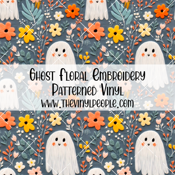 Ghost Floral Embroidery Patterned Vinyl