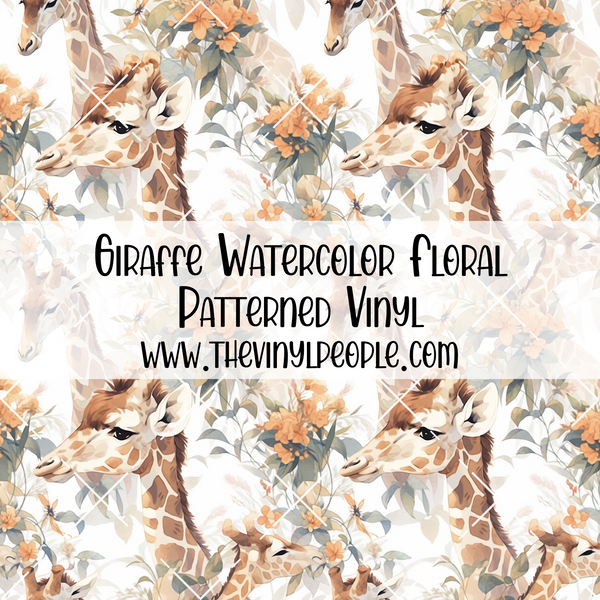 Giraffe Watercolor Floral Patterned Vinyl