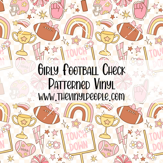 Girly Football Check Patterned Vinyl