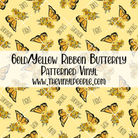 Gold/Yellow Ribbon Butterfly Patterned Vinyl