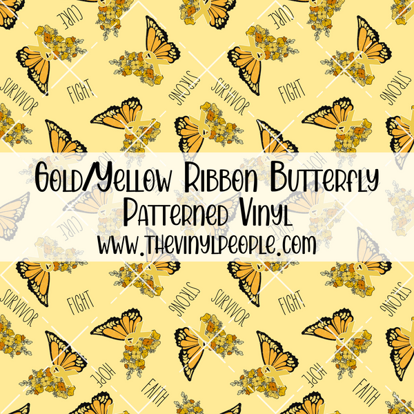 Gold/Yellow Ribbon Butterfly Patterned Vinyl – TheVinylPeople