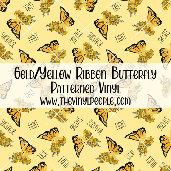 Gold/Yellow Ribbon Butterfly Patterned Vinyl