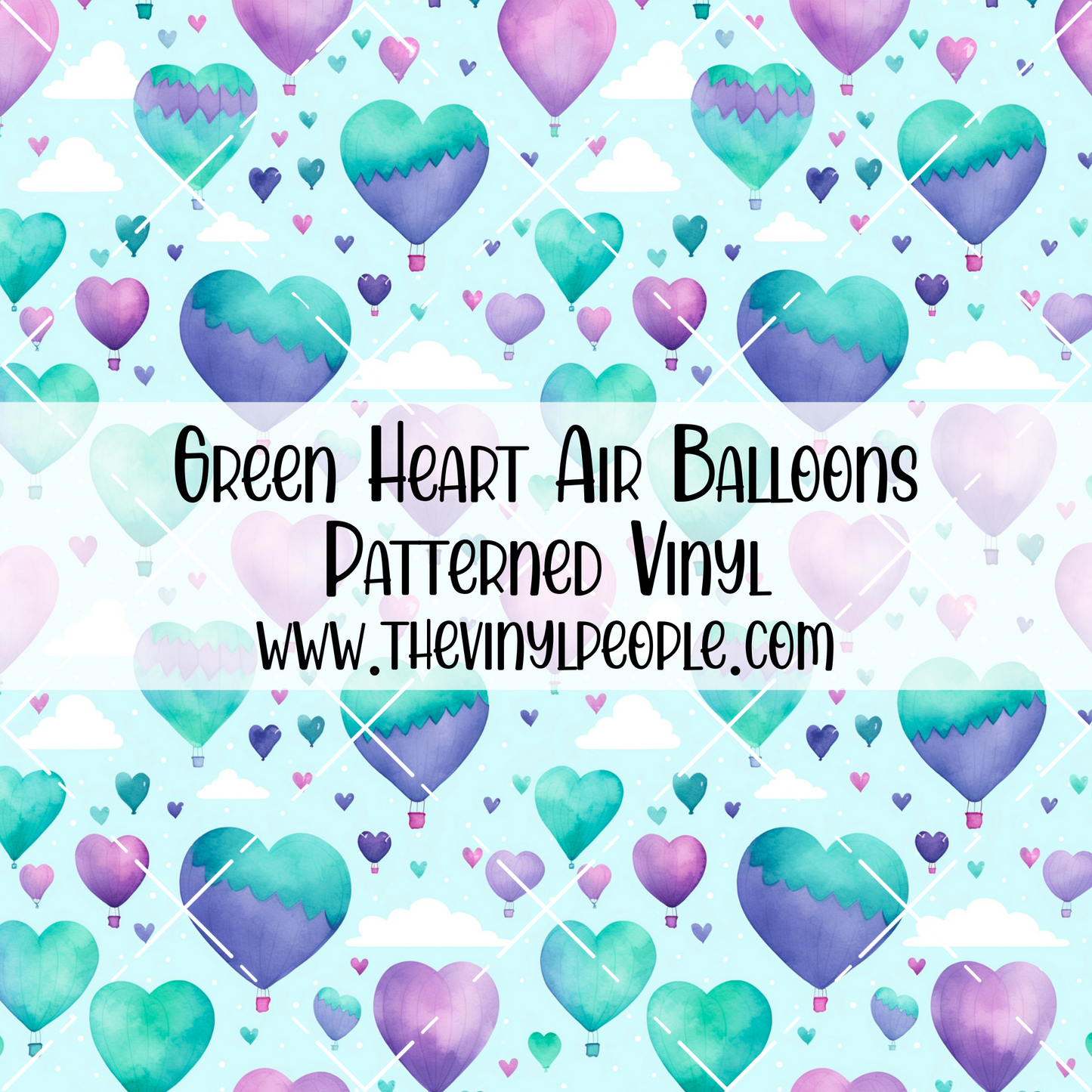 Green Heart Air Balloons Patterned Vinyl