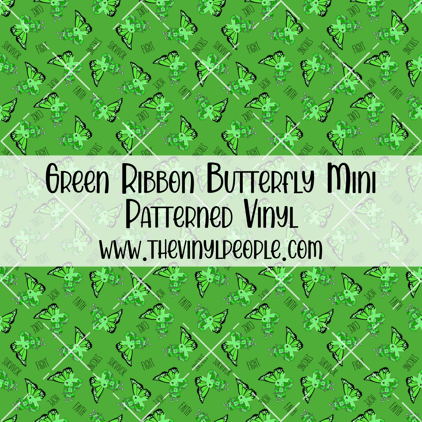 Green Ribbon Butterfly Patterned Vinyl