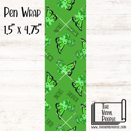Green Ribbon Butterfly Pen Wrap