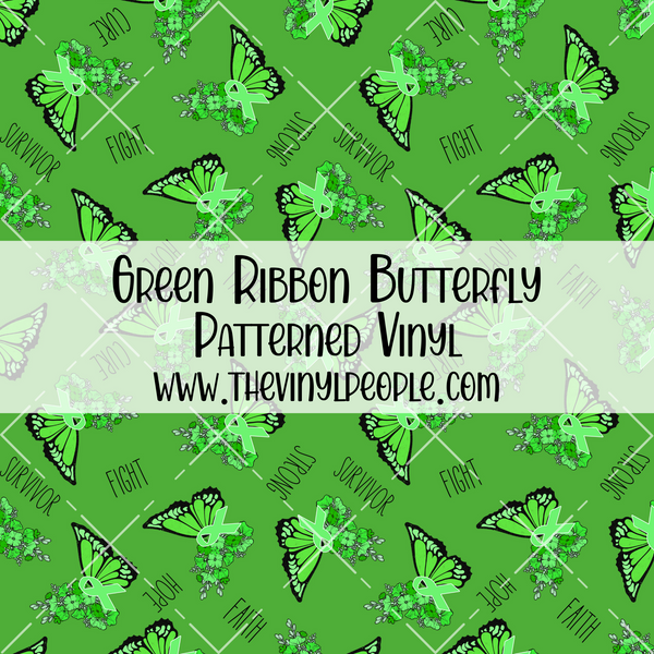 Green Ribbon Butterfly Patterned Vinyl
