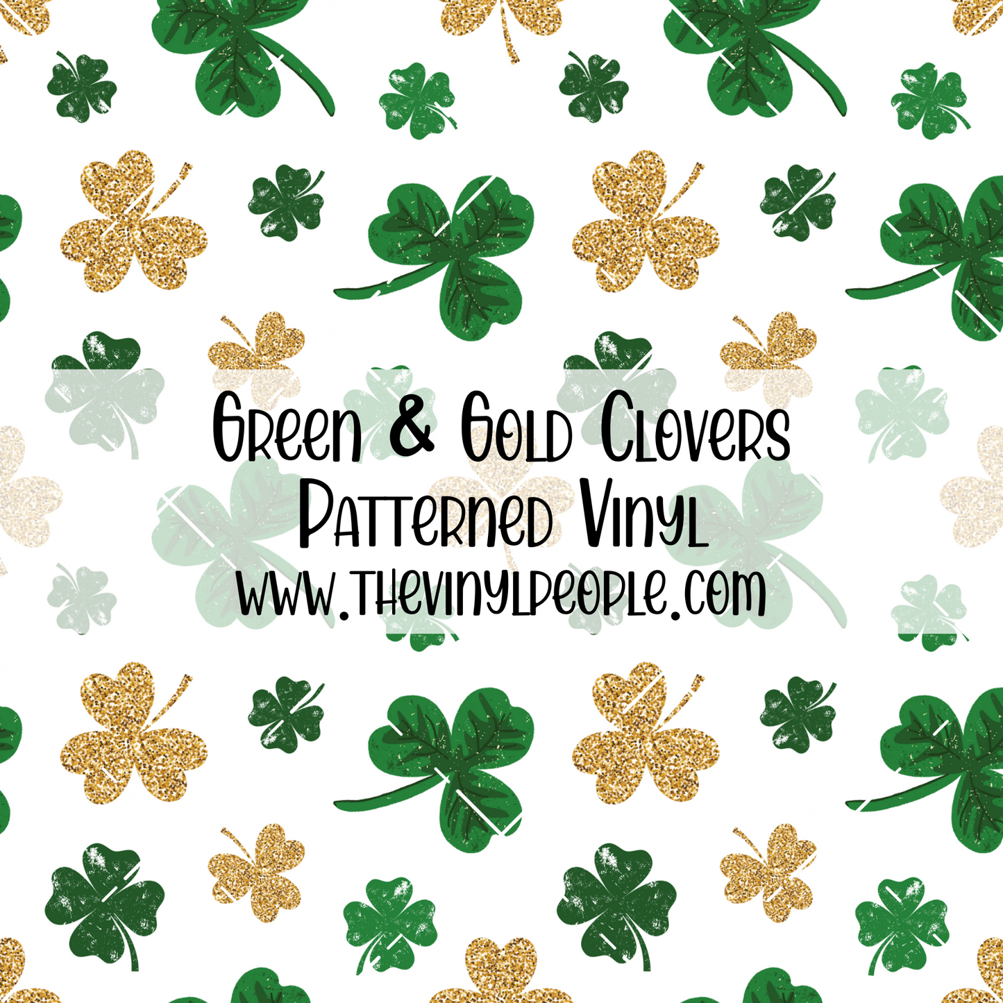 Green & Gold Clovers Patterned Vinyl