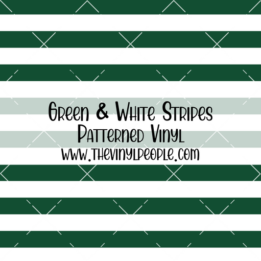 Green & White Stripes Patterned Vinyl