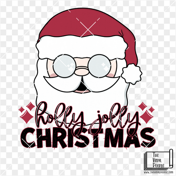 Holly Jolly Retro Santa Vinyl Decal