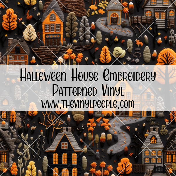 Halloween House Embroidery Patterned Vinyl