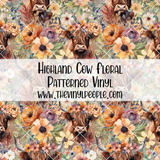 Highland Cow Floral Patterned Vinyl