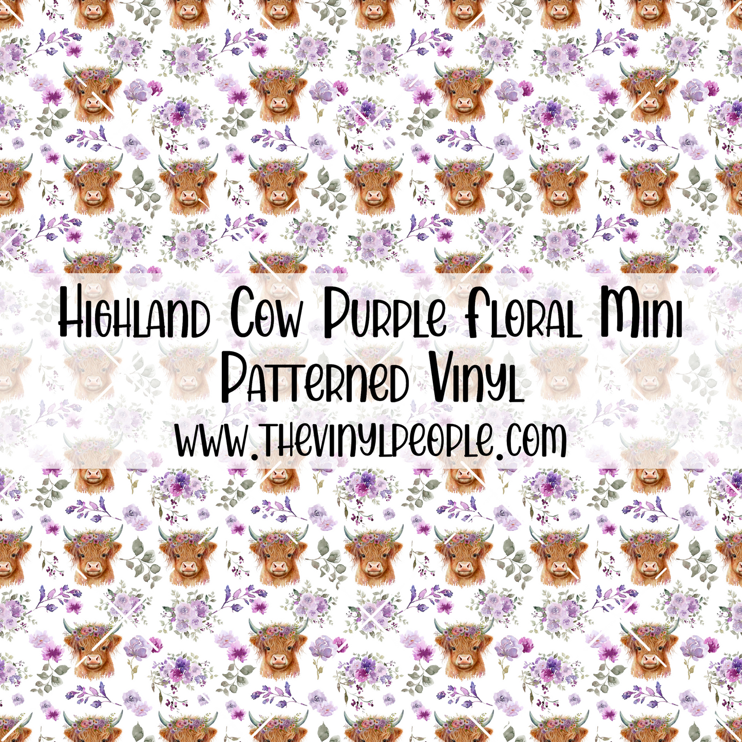 Highland Cow Purple Floral Patterned Vinyl