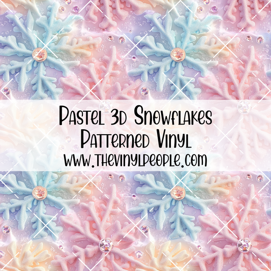 Pastel 3D Snowflakes Patterned Vinyl