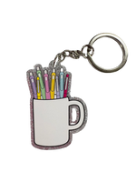 Mug with Pens Glitter Keychain