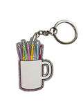 Mug with Pens Glitter Keychain
