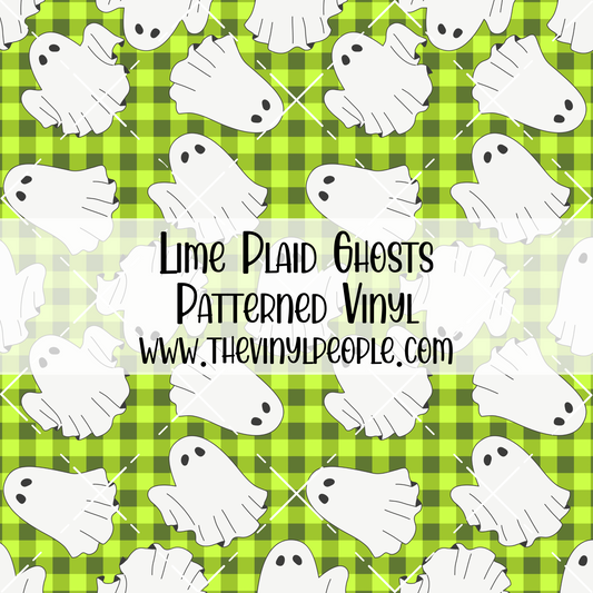 Lime Plaid Ghosts Patterned Vinyl
