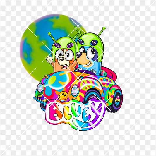 Lisa Frank Space x Bluey Vinyl Decal