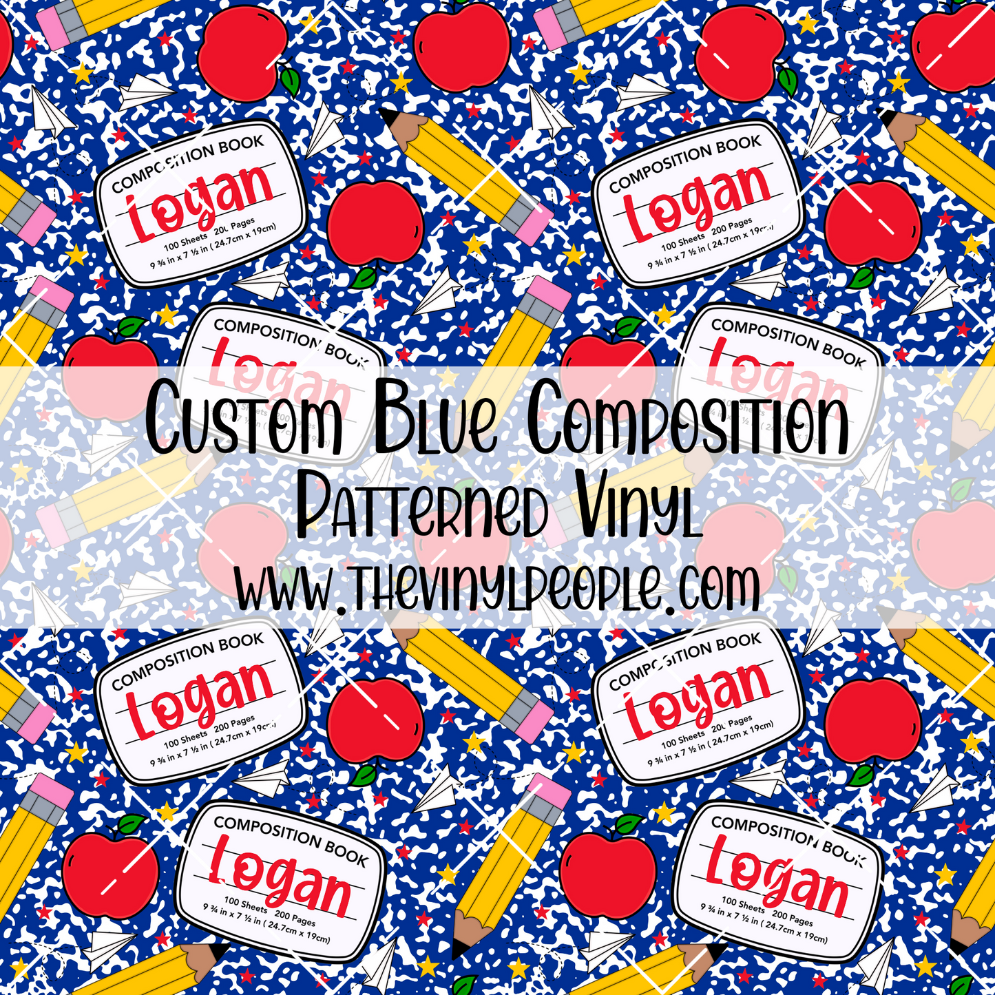 CUSTOM Blue Composition Patterned Vinyl