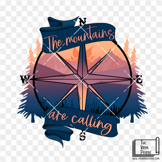 Mountains Compass Vinyl Decal