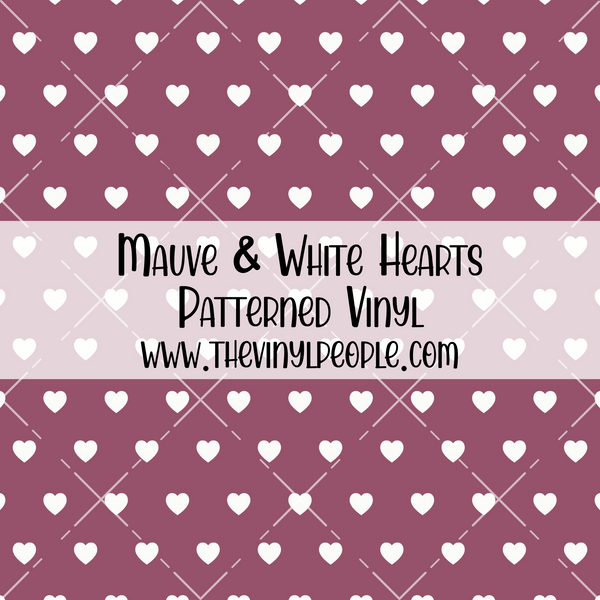 Mauve & White Hearts Patterned Vinyl