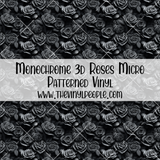 Monochrome 3D Roses Patterned Vinyl