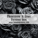 Monochrome 3D Roses Patterned Vinyl