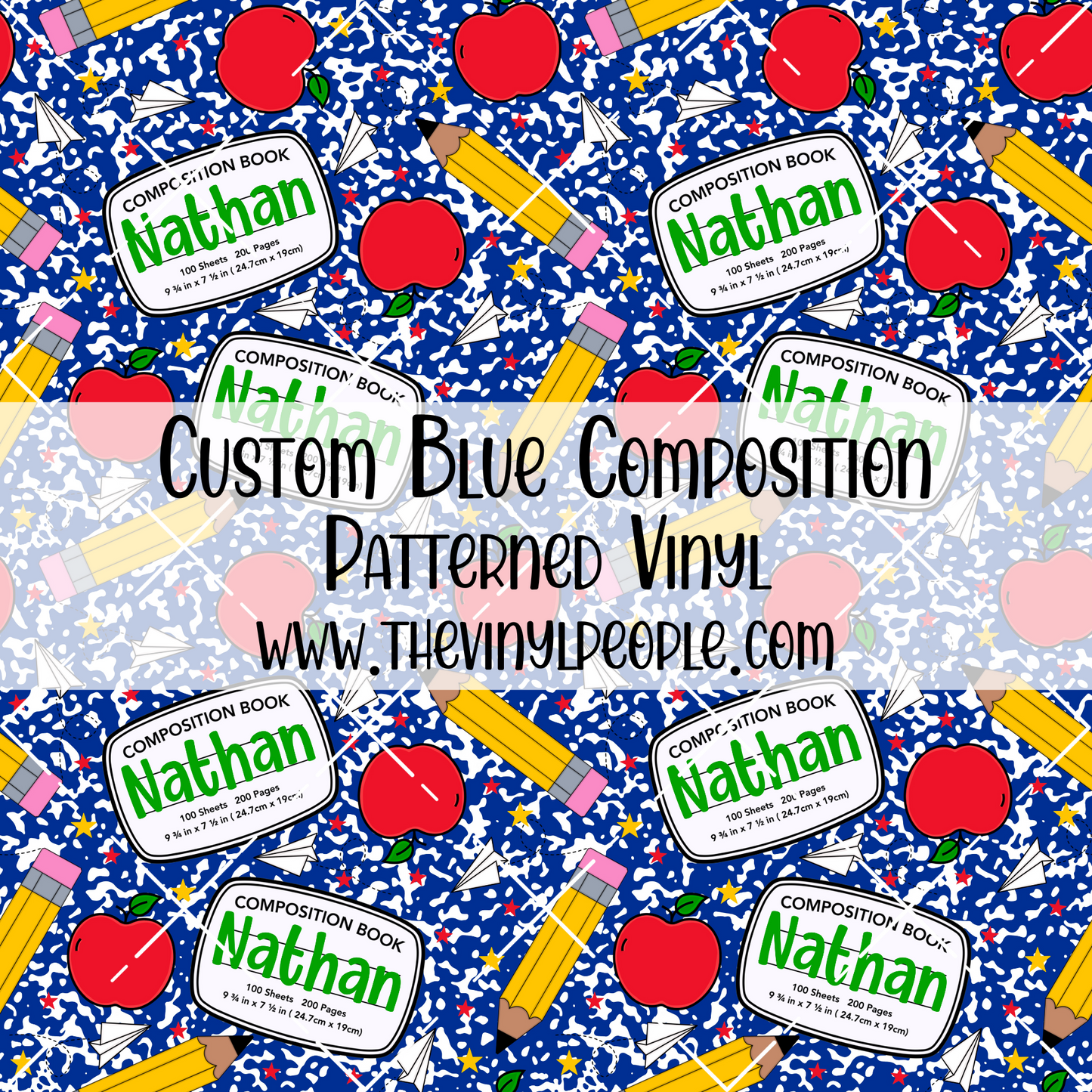 CUSTOM Blue Composition Patterned Vinyl