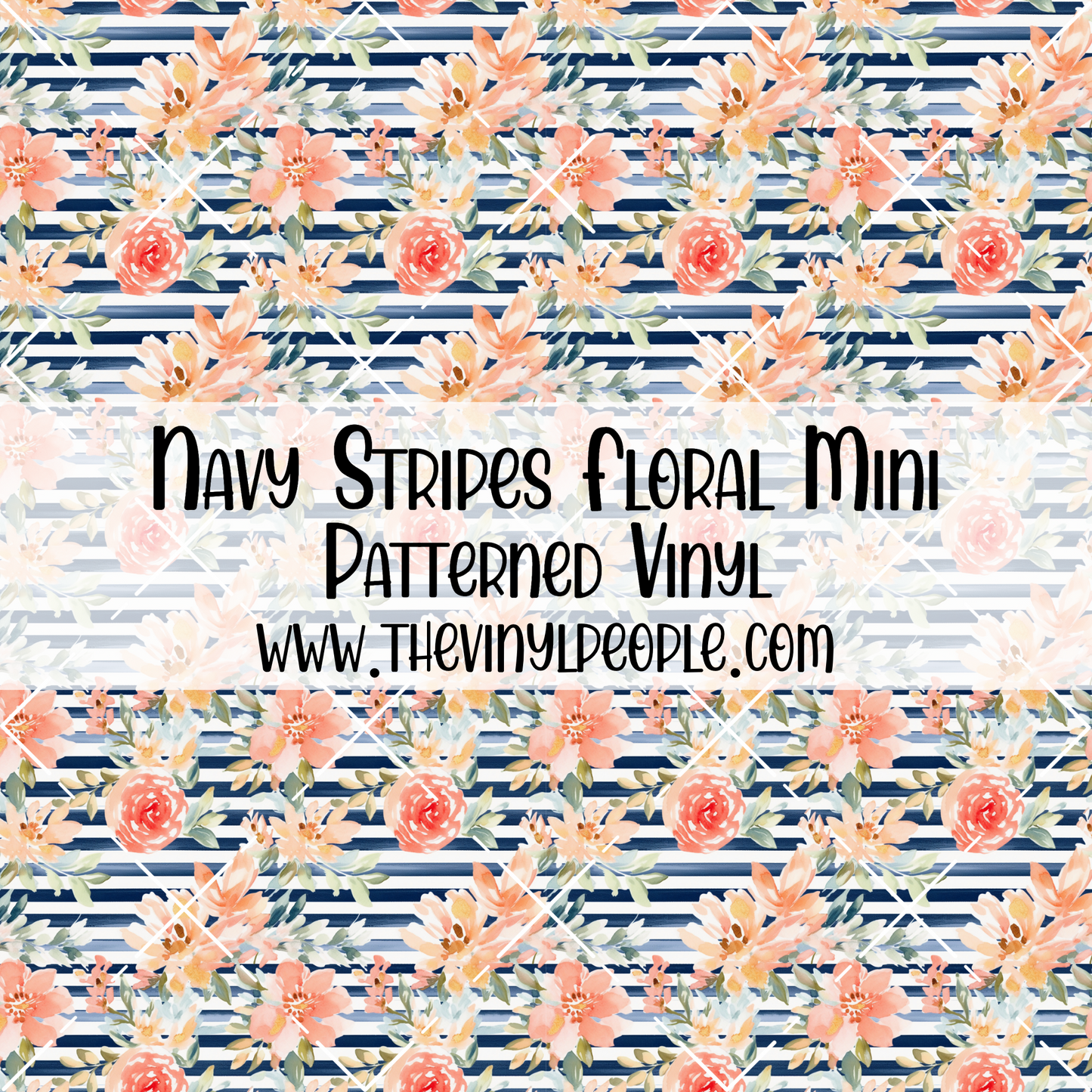 Navy Stripes Floral Patterned Vinyl